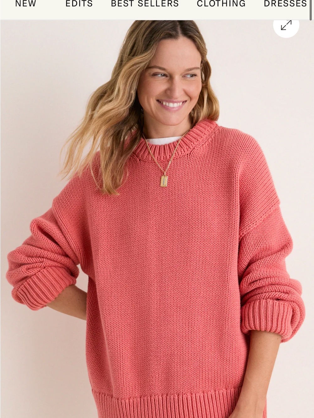 Tuckernuck Coral Pink Relaxed Crewneck Sweater